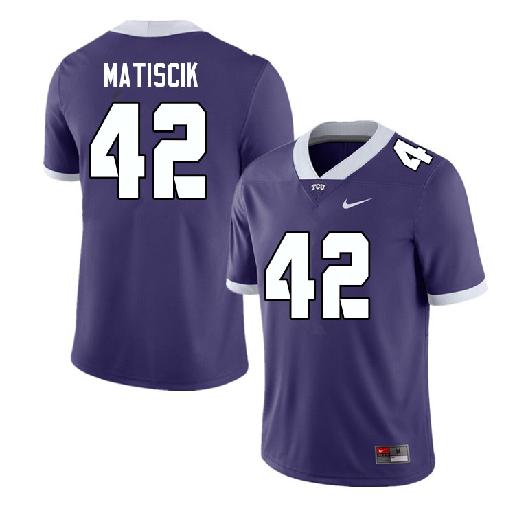 Men #42 Brent Matiscik TCU Horned Frogs College Football Jerseys Sale-Purple